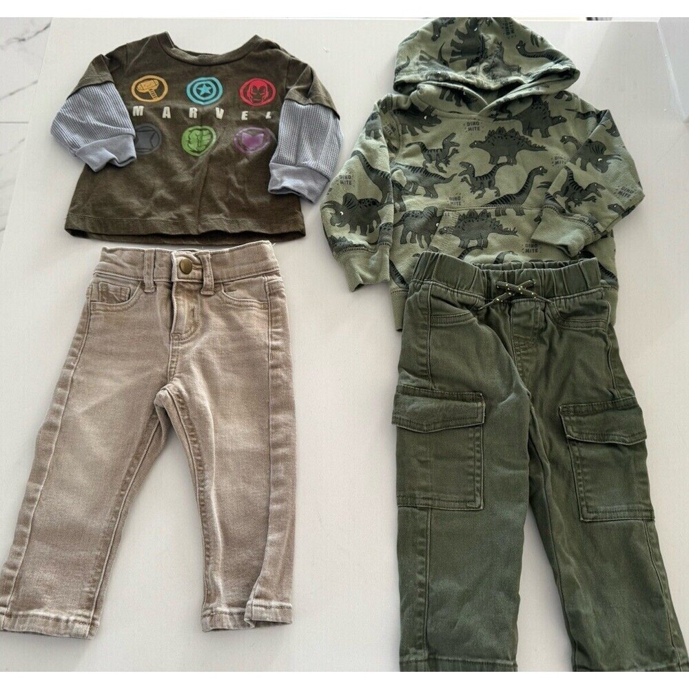Baby Boy 12-18M winter Bundle 4 Pack Cotton Blend Warm hoodie Sweatshirt jeans